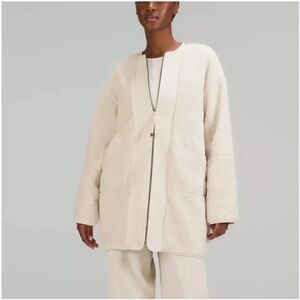 Lululemon Off white Opal Collarless Textured Sherpa Fleece Coat